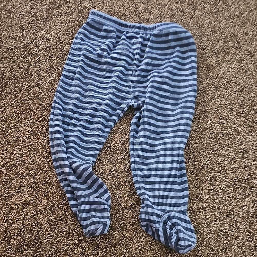Navy Striped Kids Footie Pajamas